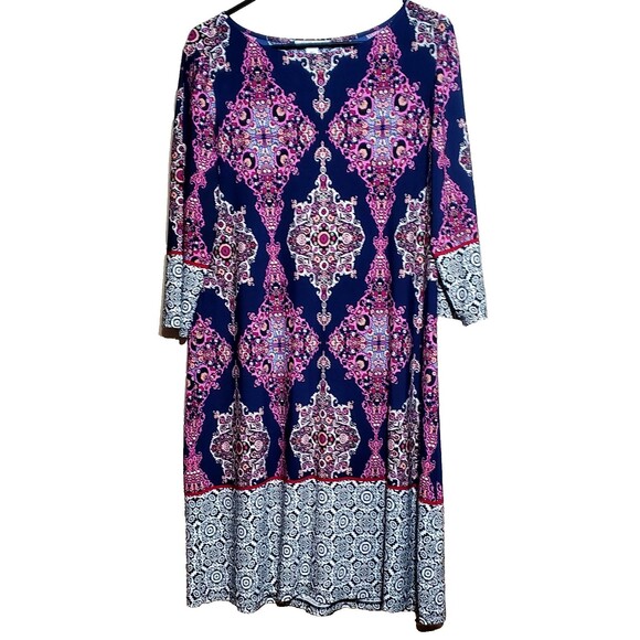 Women’s London Style Collection Dress – Petite 16 – Vibrant Multicolor Print - Picture 6 of 10